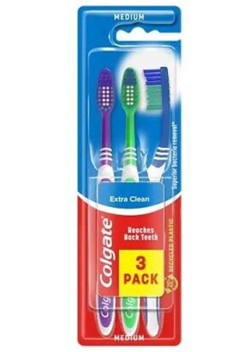 Зубная щётка Colgate Extra Clean средней жёсткости, упаковка из 3 штук 
