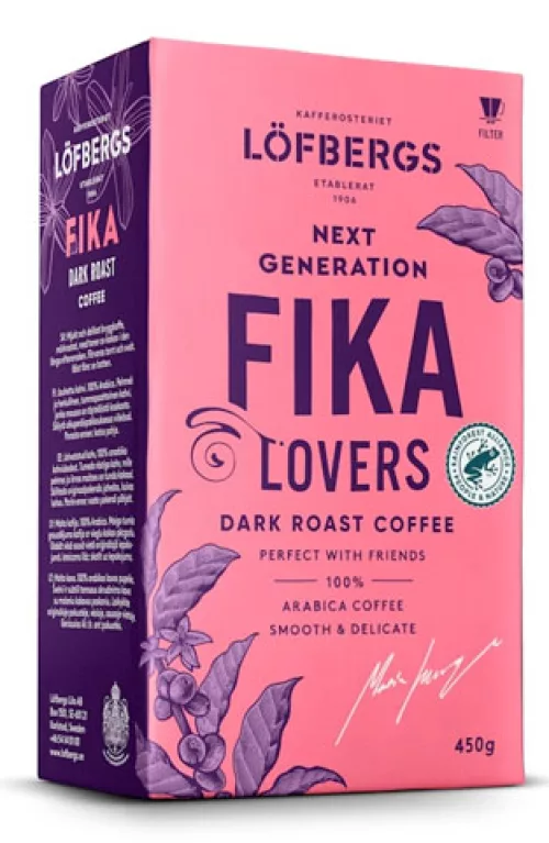 Молотый кофе Löfbergs Next Generation Coffee Lovers Fika, тёмная обжарка, 450 г, RFA 