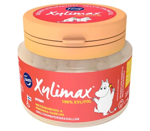 Xylimax Moomin Пастилки с ксилитом, вкусы лесной клубники и персика с малиной, 90 г