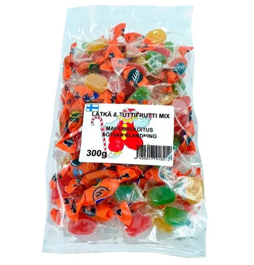 Finnsweet Конфеты Ассорти со вкусом салмиакки и туттифрутти, 300 г