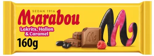 Шоколадная плитка Marabou с лакрицей, малиной и карамелью, 160 г 