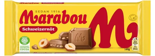 Шоколадная плитка Marabou Schweizernöt 160 г 