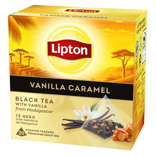 Lipton Чай чёрный с ароматом ванили и карамели в пирамидках 20 пакетиков