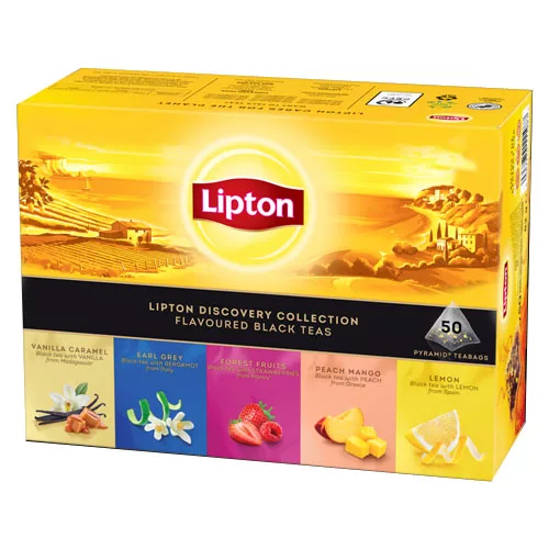 Lipton Чай черный в пирамидках Коллекция вкусов 50 пакетиков