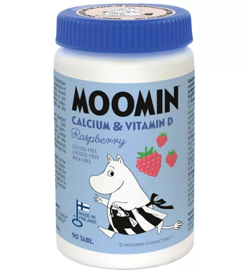 Жевательные таблетки Moomin с кальцием и витамином D со вкусом малины, 90 шт., пищевая добавка 