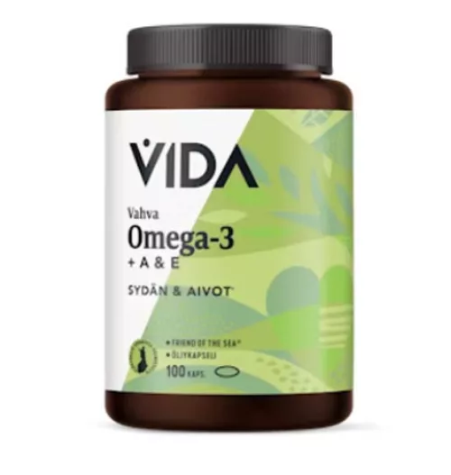 Vida Рыбий жир Vahva Omega-3 + витамины A и E, 100 капсул / 72 г 