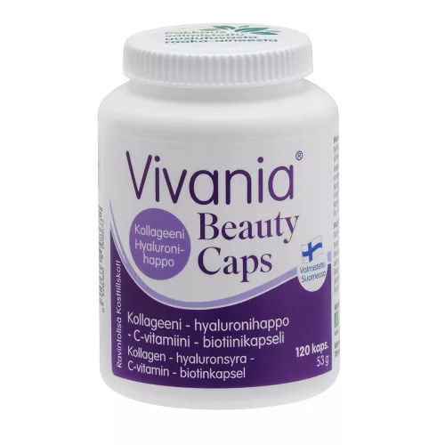 Vivania Beauty Caps — коллаген, гиалуроновая кислота, витамин C и биотин, 120 капсул. 