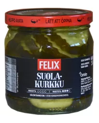 Соленые огурцы Felix, нарезанные, в рассоле, 400 г/215 г (масса нетто/масса сливаемая) 
