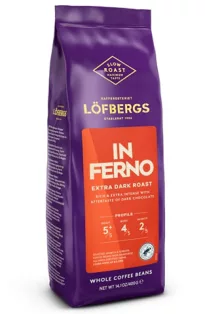 Кофе в зёрнах Löfbergs Inferno, экстра тёмная обжарка, 400 г, RFA 
