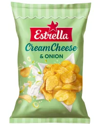 Чипсы Estrella со вкусом сливочного сыра и лука, 275 г 

