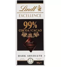 Lindt EXCELLENCE 99% тёмный шоколад, плитка 50 г 

