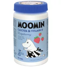 Жевательные таблетки Moomin с кальцием и витамином D со вкусом малины, 90 шт., пищевая добавка 
