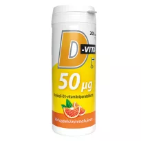 Vitabalans D-Vita 50 мкг D3 со вкусом красного апельсина, жевательные таблетки, 200 шт. 
